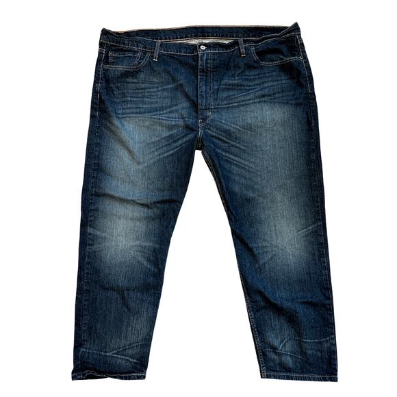 Levis 502 Jeans Mens Sz 50x30 (49x28) Blue Tapered Leg Stretch Distressed Denim - Picture 1 of 11
